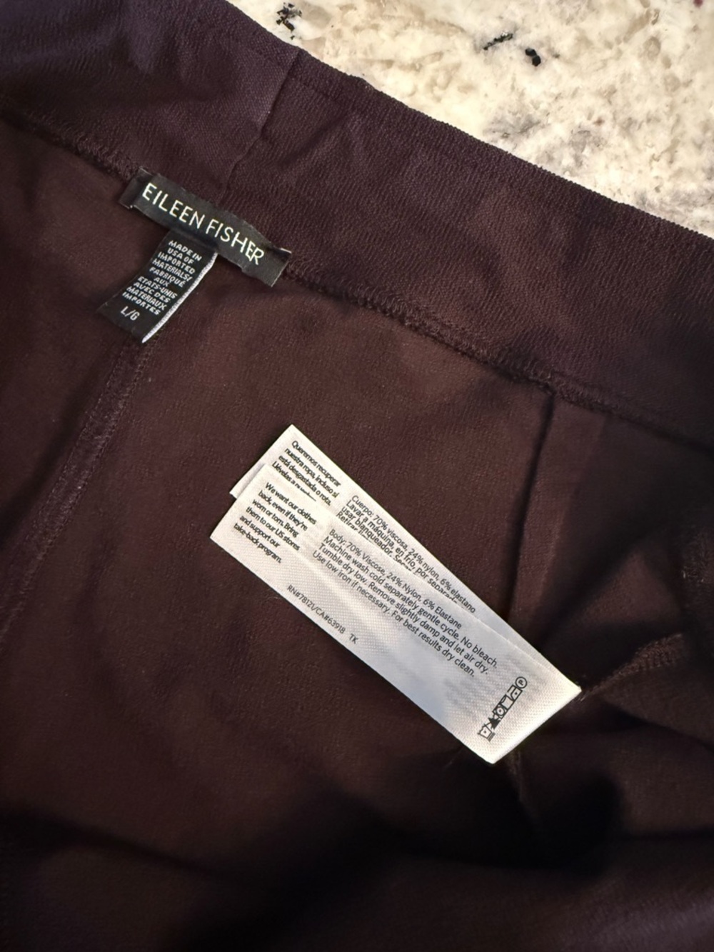 Eileen Fisher Washable Stretch Crepe Slim Ankle Pant Cassis Purple Large TK - Picture 8 of 16